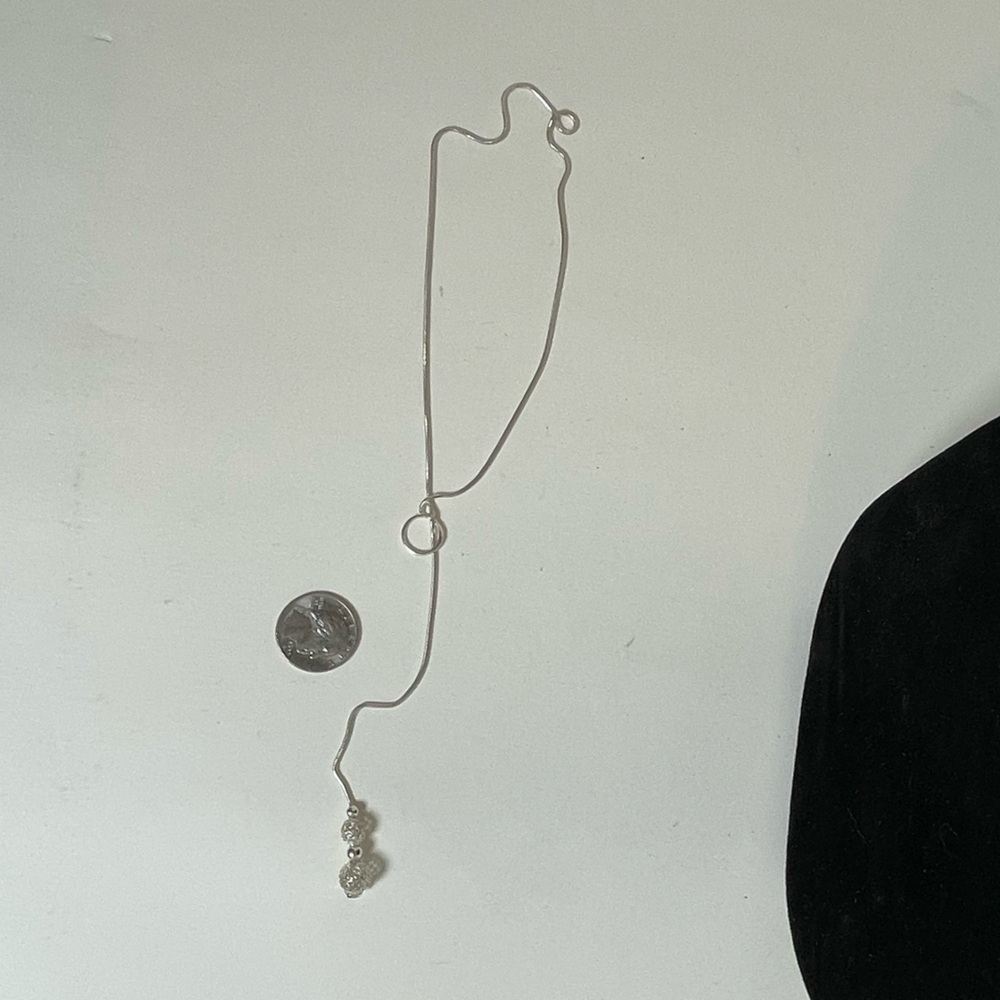 Elegant Silver Double Mesh Ball Lariat Necklace stamped 925 Silver - Picture 6 of 10